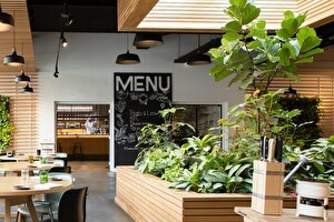 Interior Restaurant Wannee with Sustainable Furnitures and Inside Garden
