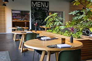 Interior Restaurant Wannee with Sustainable Furnitures and Inside Garden