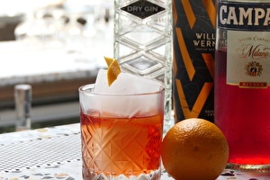 Negroni from bar in Restaurant Wannee with local drinks, cocktails, beers, wines, non-alcoholic drinks and bites