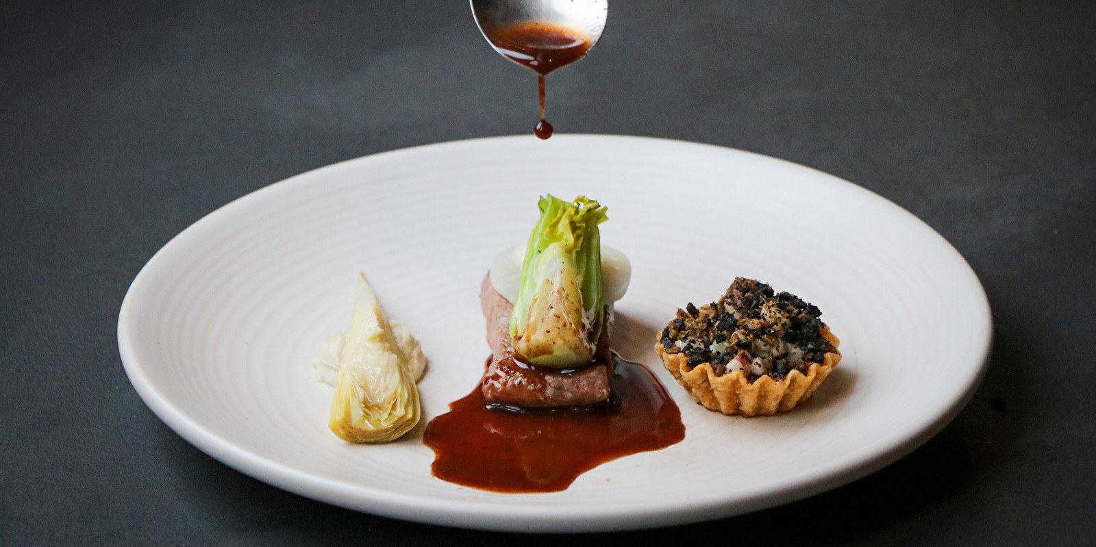 Spinach and morels dish Restaurant Wannee